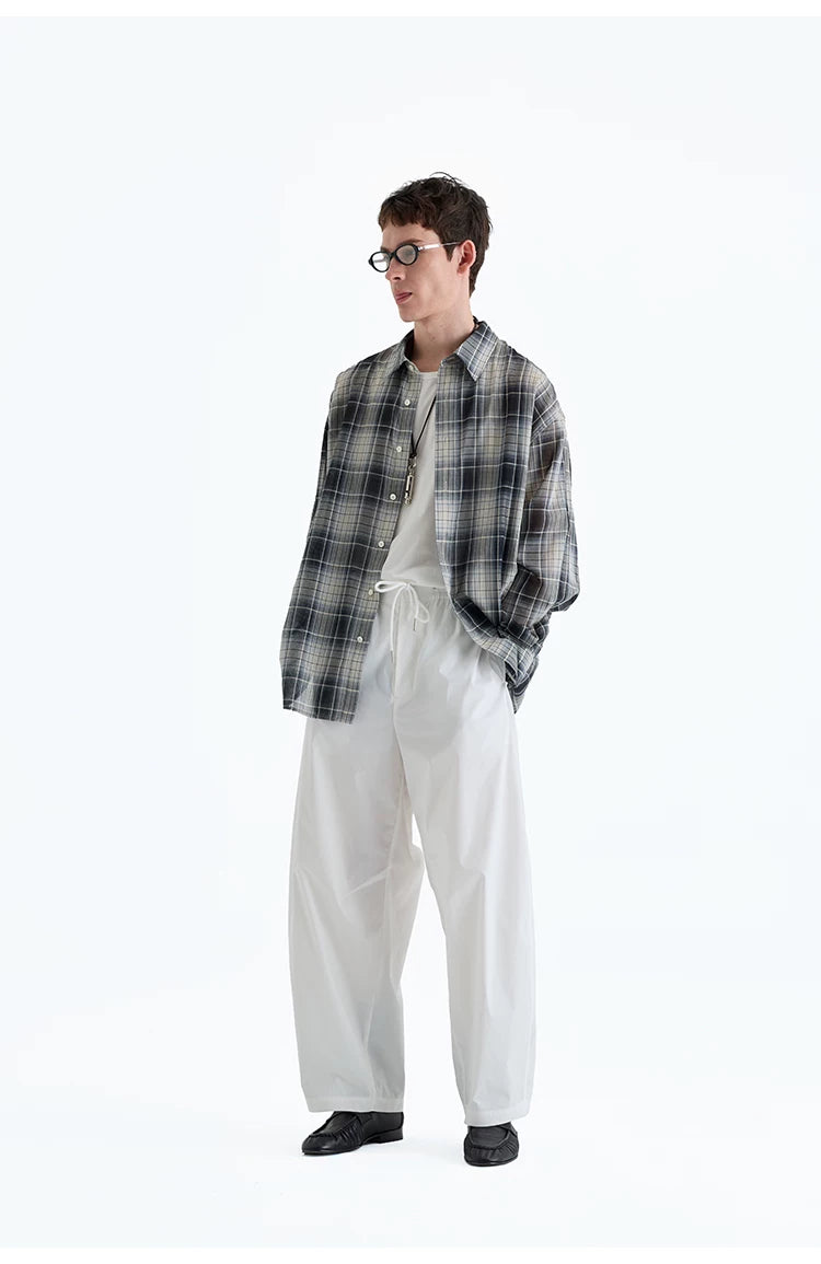 Plaid Woven Cotton Long Sleeve Shirt