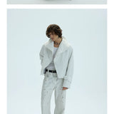 Two-Tone Single-Button Split Turtleneck Down Coat