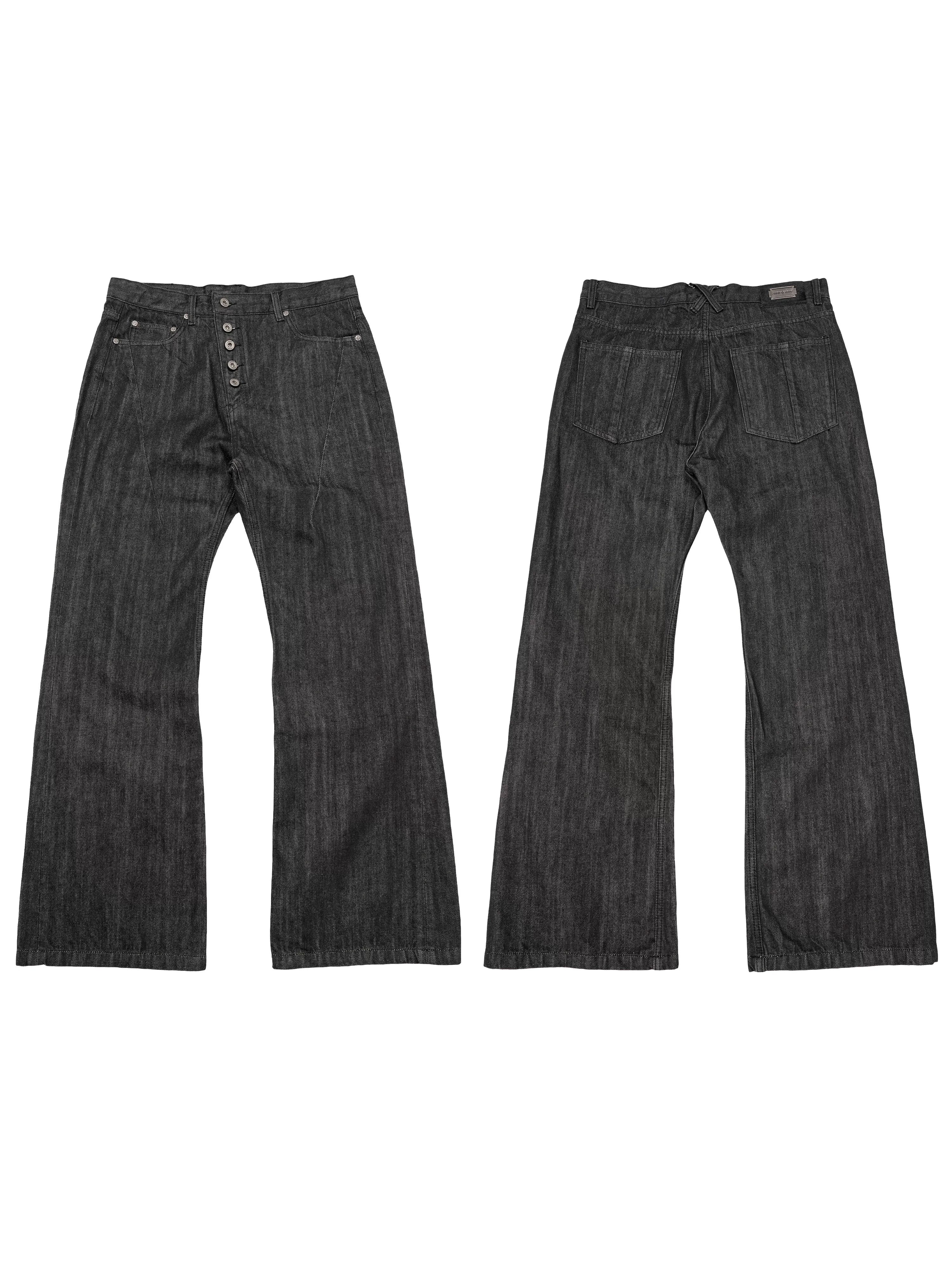Flared Asymmetrical Raw Selvedge Jeans