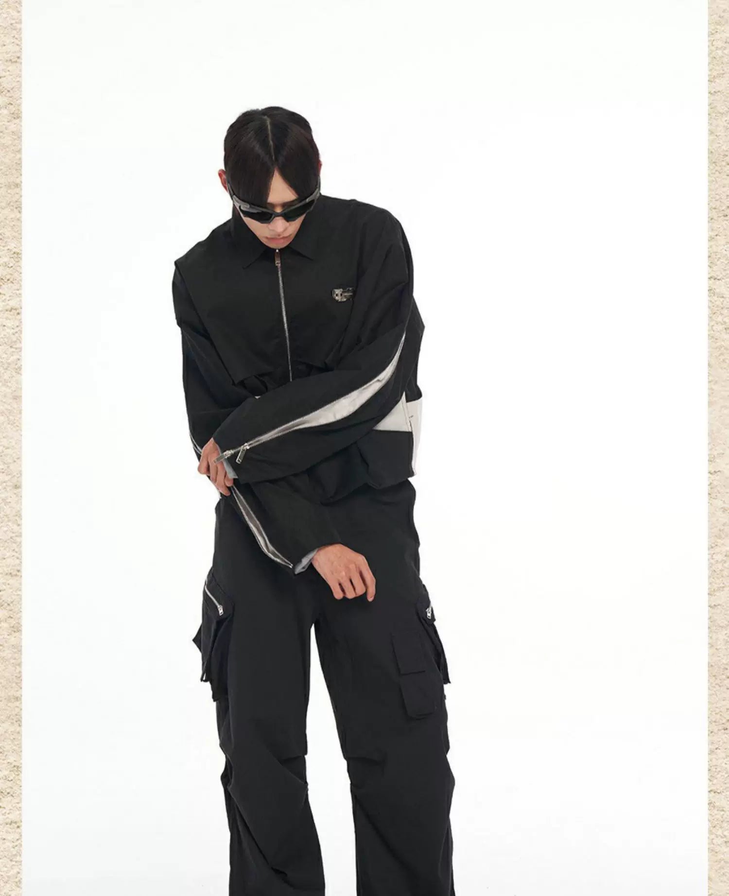 Men's Loose Short Patchwork Zip Jacket