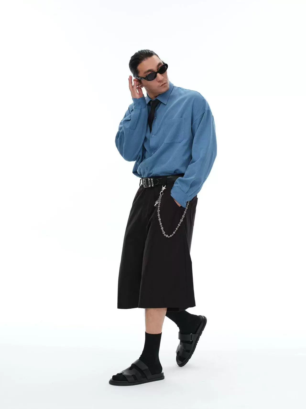 Men's Misty Blue Long Sleeve Shirts