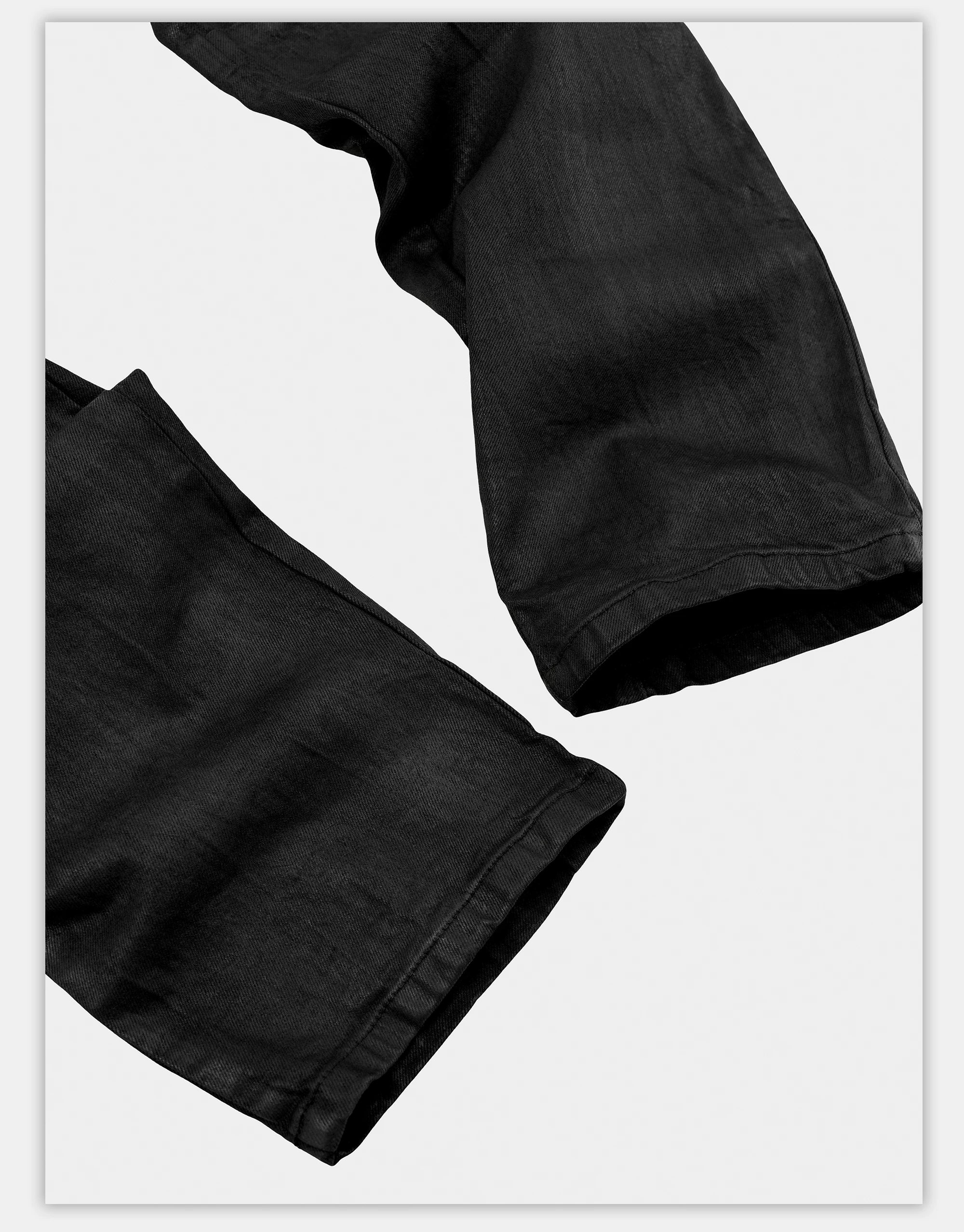 Waxed Distressed Curved Slim Jeans