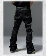 Stacked Curved Coated Waxed Skinny Jeans