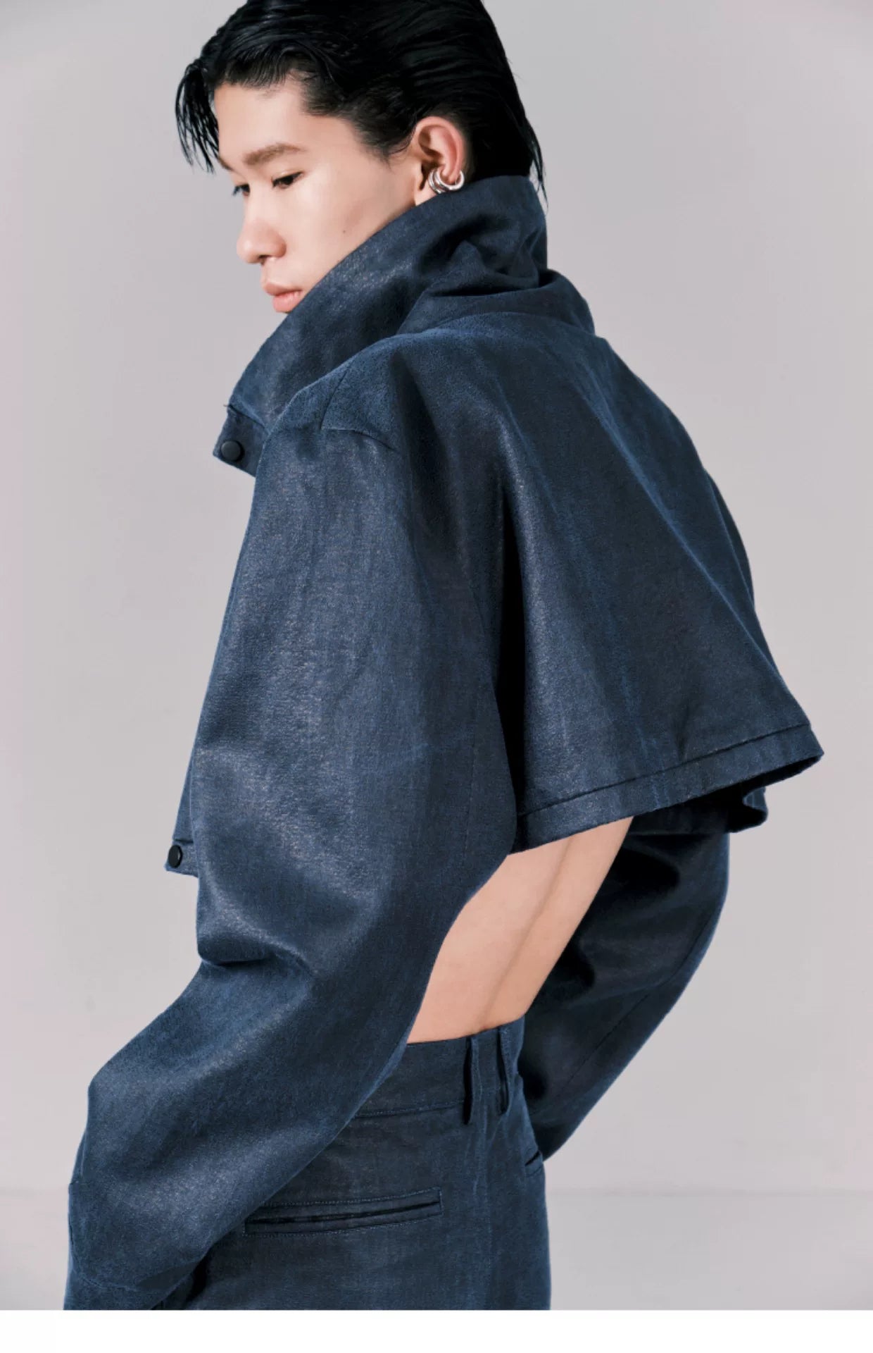 Y2K Cropped Stand Collar Jacket