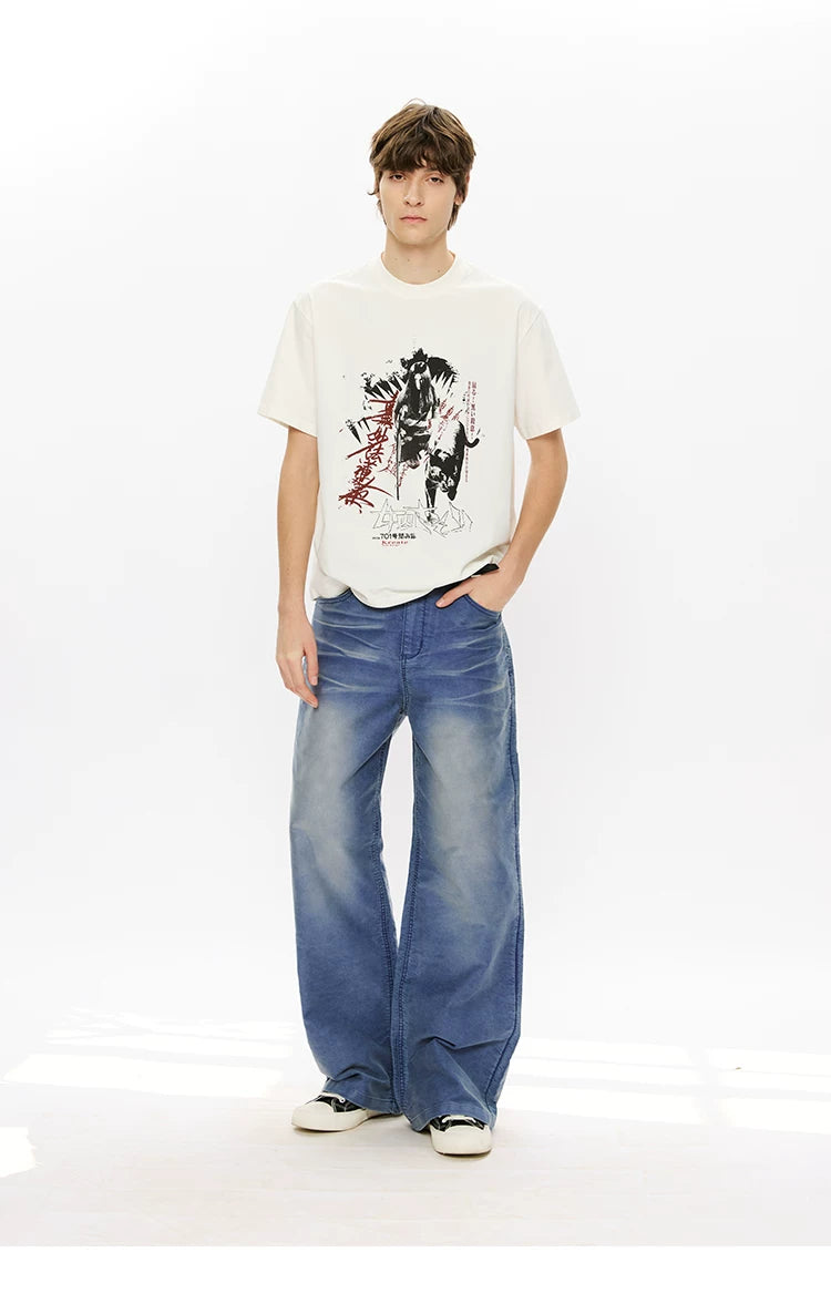 Men's Washed Fleece Relaxed Straight Jeans