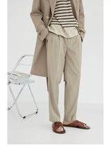 Double Pleated Wide Cropped Suit Pants