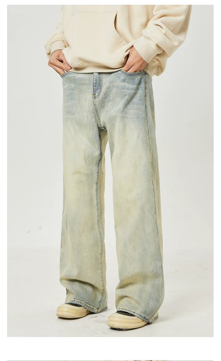 Men's Vintage Washed Loose Straight Jeans