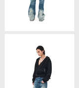 Detachable Strap Deep V Hoodie