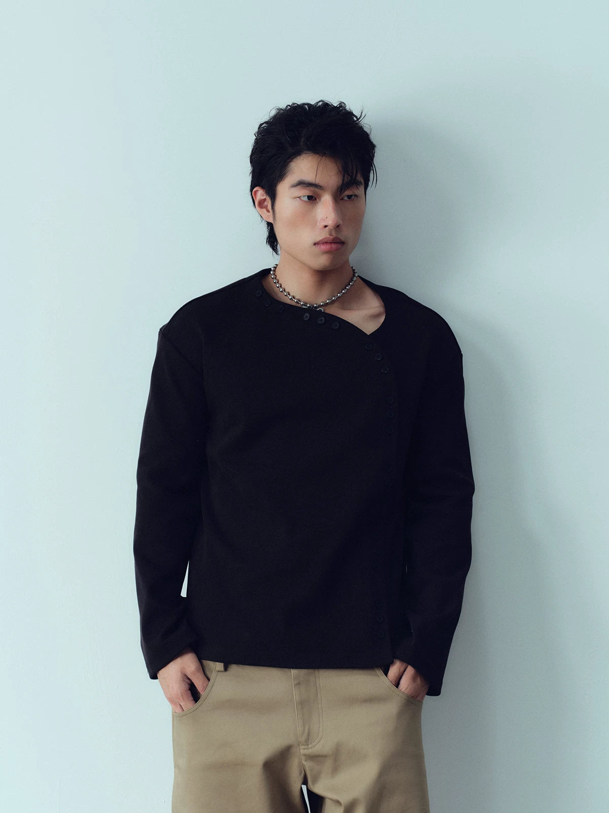 Fitted Ribbed Knit Long Sleeve Top