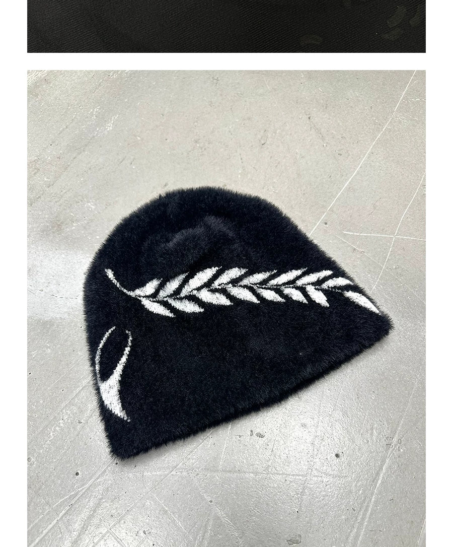 Unisex Wheat Pattern Faux Fur Beanie
