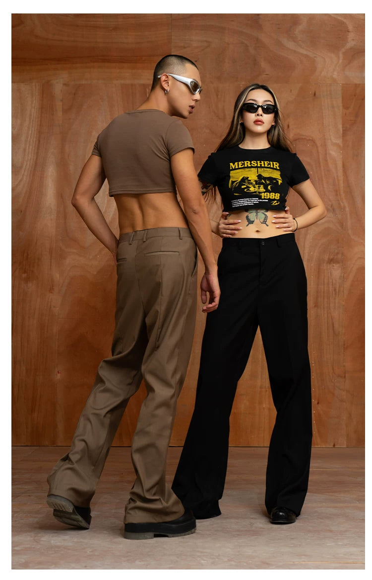 Men's Vintage Flared Slit Hem Pants
