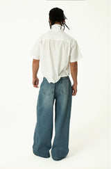 Unisex Loose White Cropped Short-sleeve Shirts