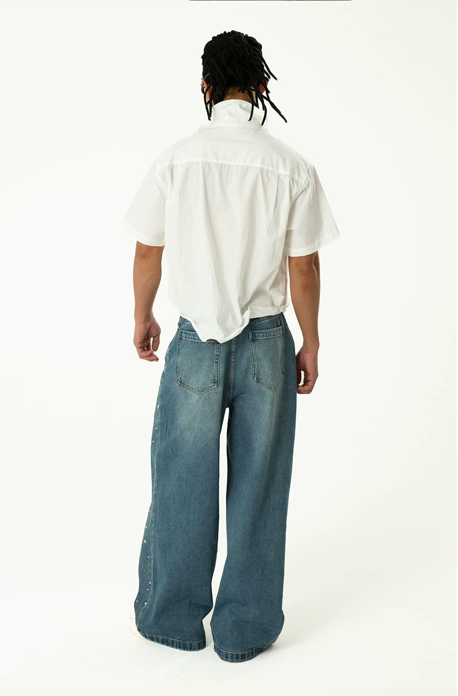 Unisex Loose White Cropped Short-sleeve Shirts