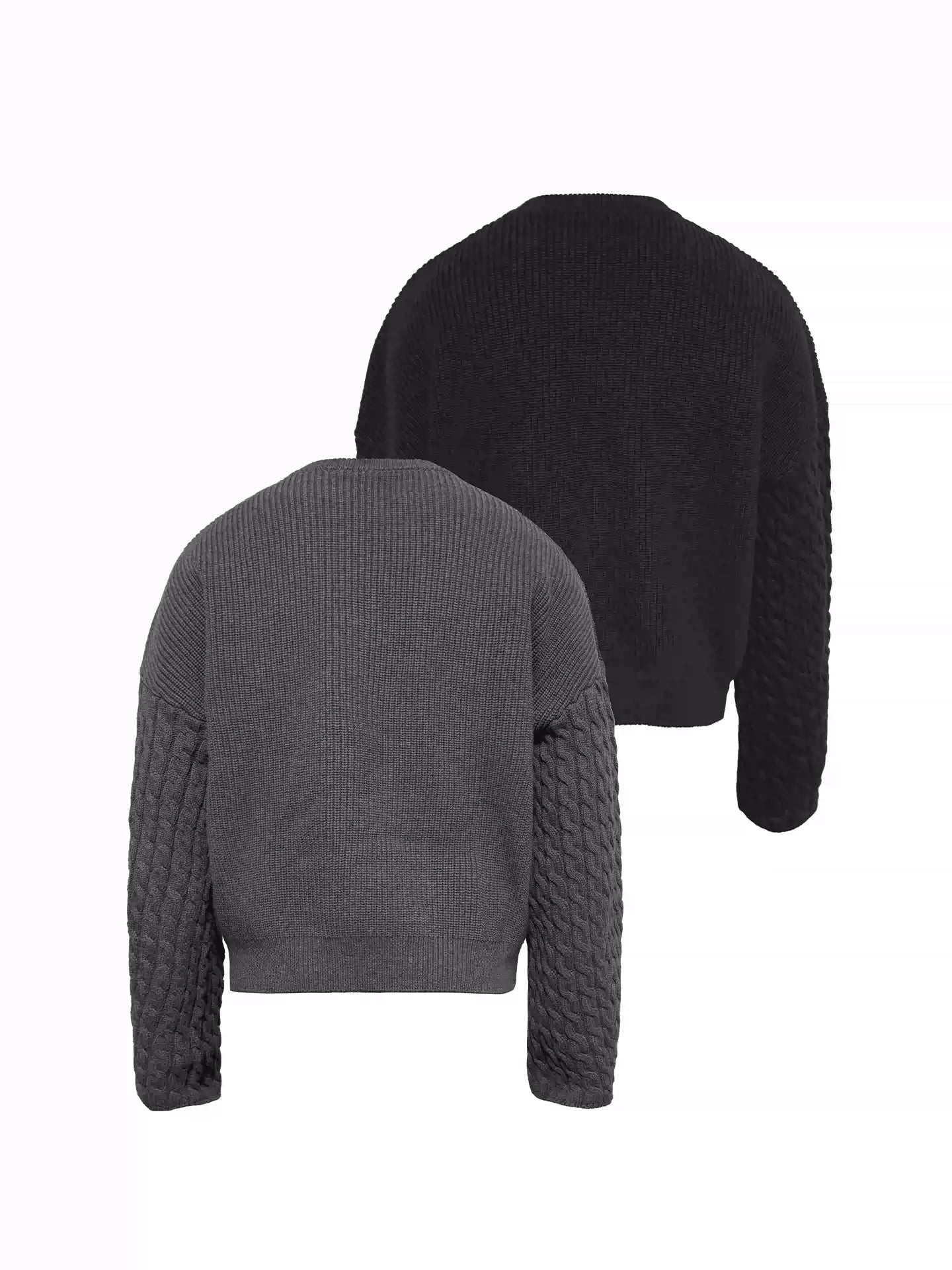 Cable Knit Cotton Drop Shoulder Sweater