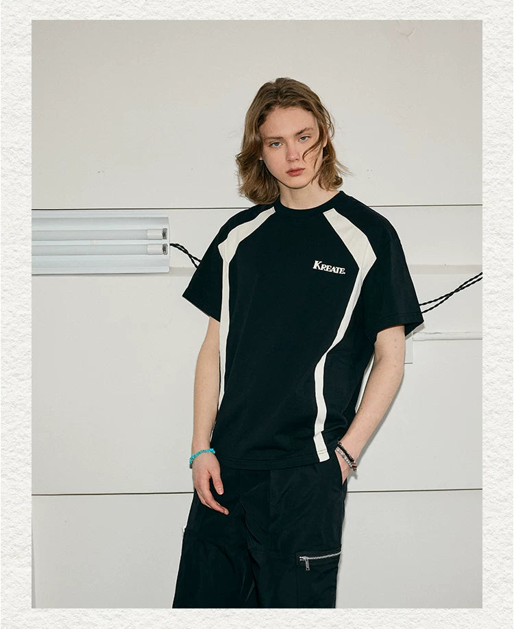 260g Cotton Color Block Couple Tees