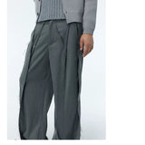 Unisex Grey Frayed Straight Leg Pants