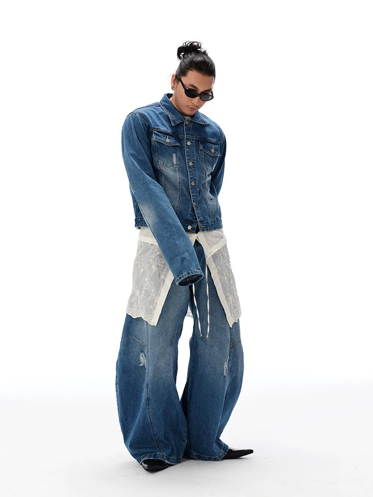 Stretchy Distressed Slim Cropped Denim Jacket
