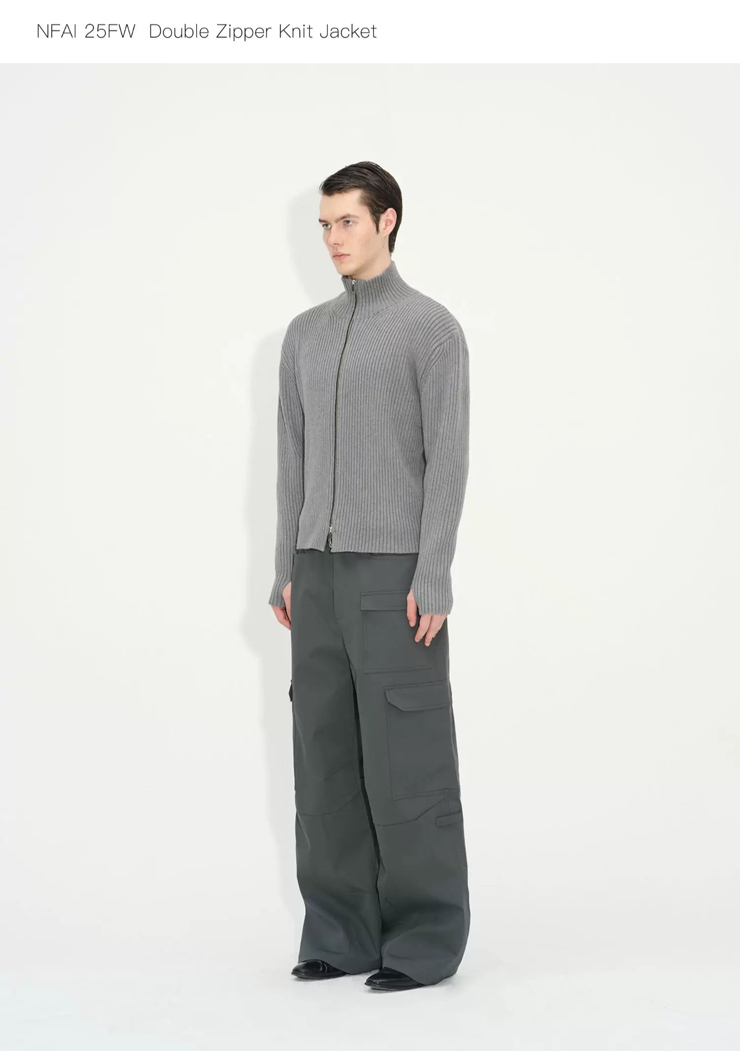 Double Zipper Thick Wool Knitted Jacket