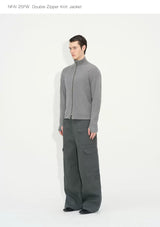 Double Zipper Thick Wool Knitted Jacket
