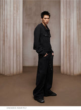 Vintage Baggy Curved Button Wool Sweatpants
