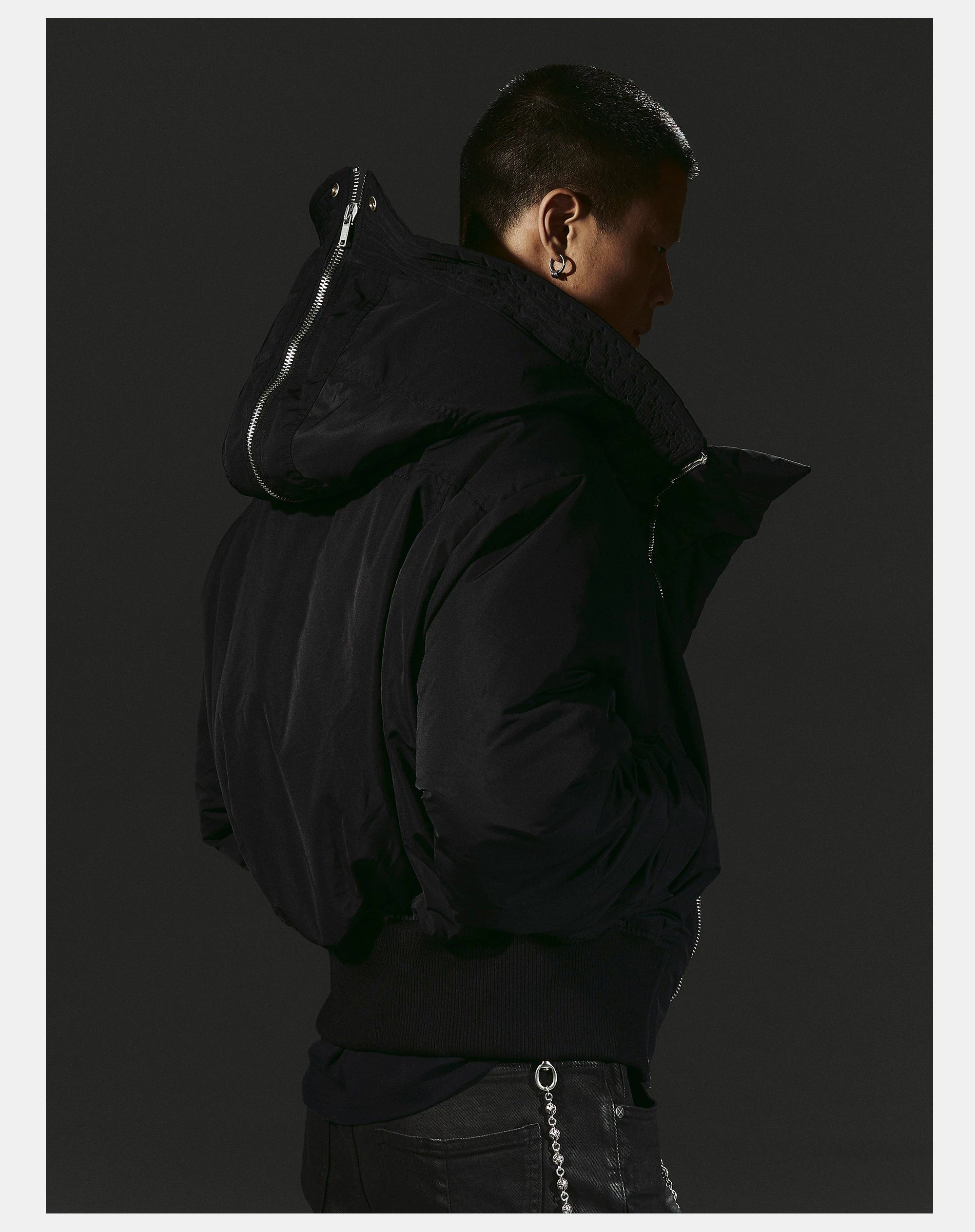 Dark 3M Oversized Hooded Bomber Jacket