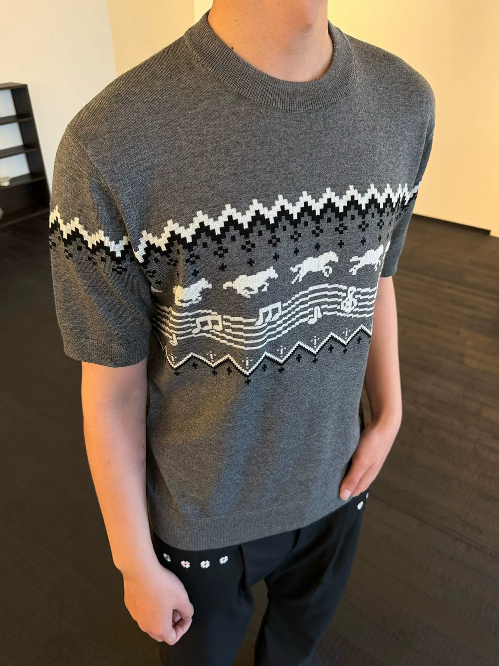 Antibacterial Lyocell Fair Isle Note Tee