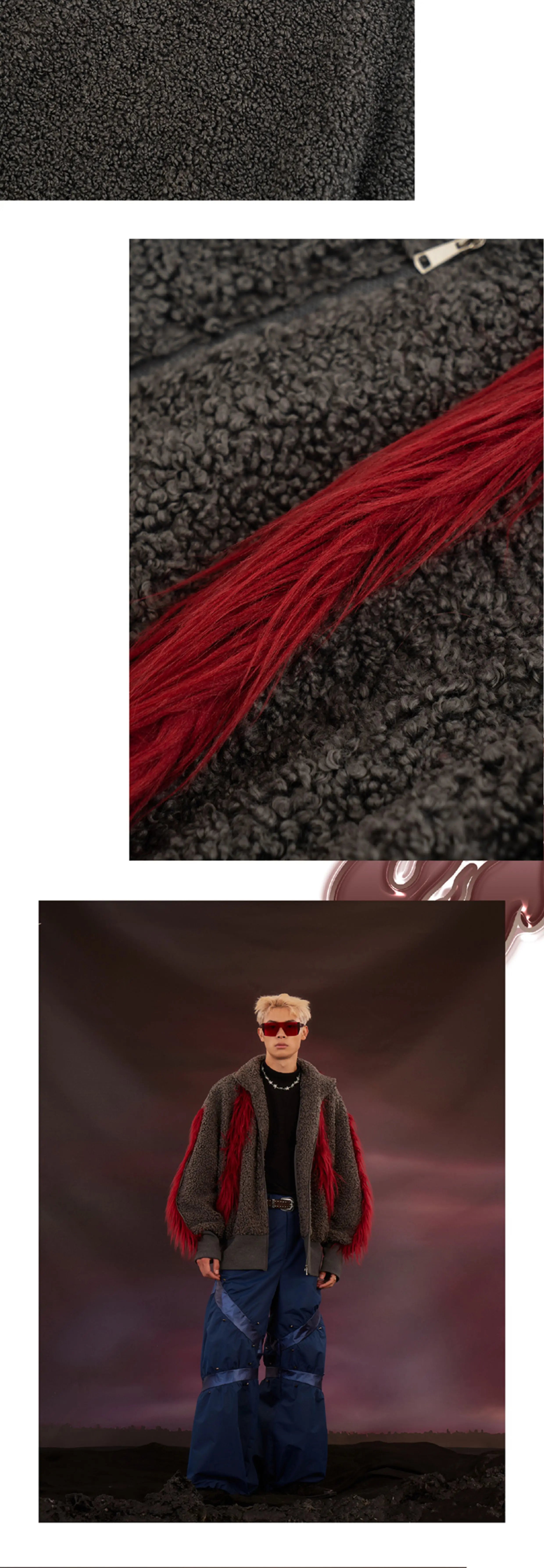 Oversized Plush Patchwork Punk Coat