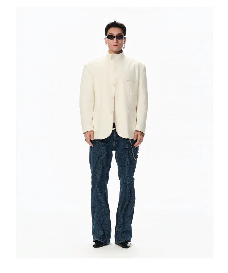 Hemp Stand-Collar Blazer