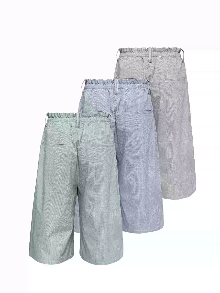 Pleated Plaid Capri Pants