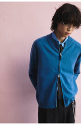 Merino Wool Cashmere Zip Crew Cardigan