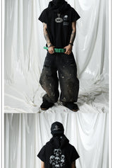 Black Skull Print Pocket Tee