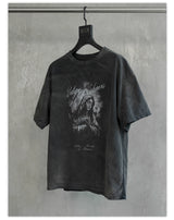 Loose Fit Washed Distressed Printed Tee