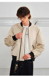 Men's Versatile Dual-Zip Satin-Reflective MA1 Bomber