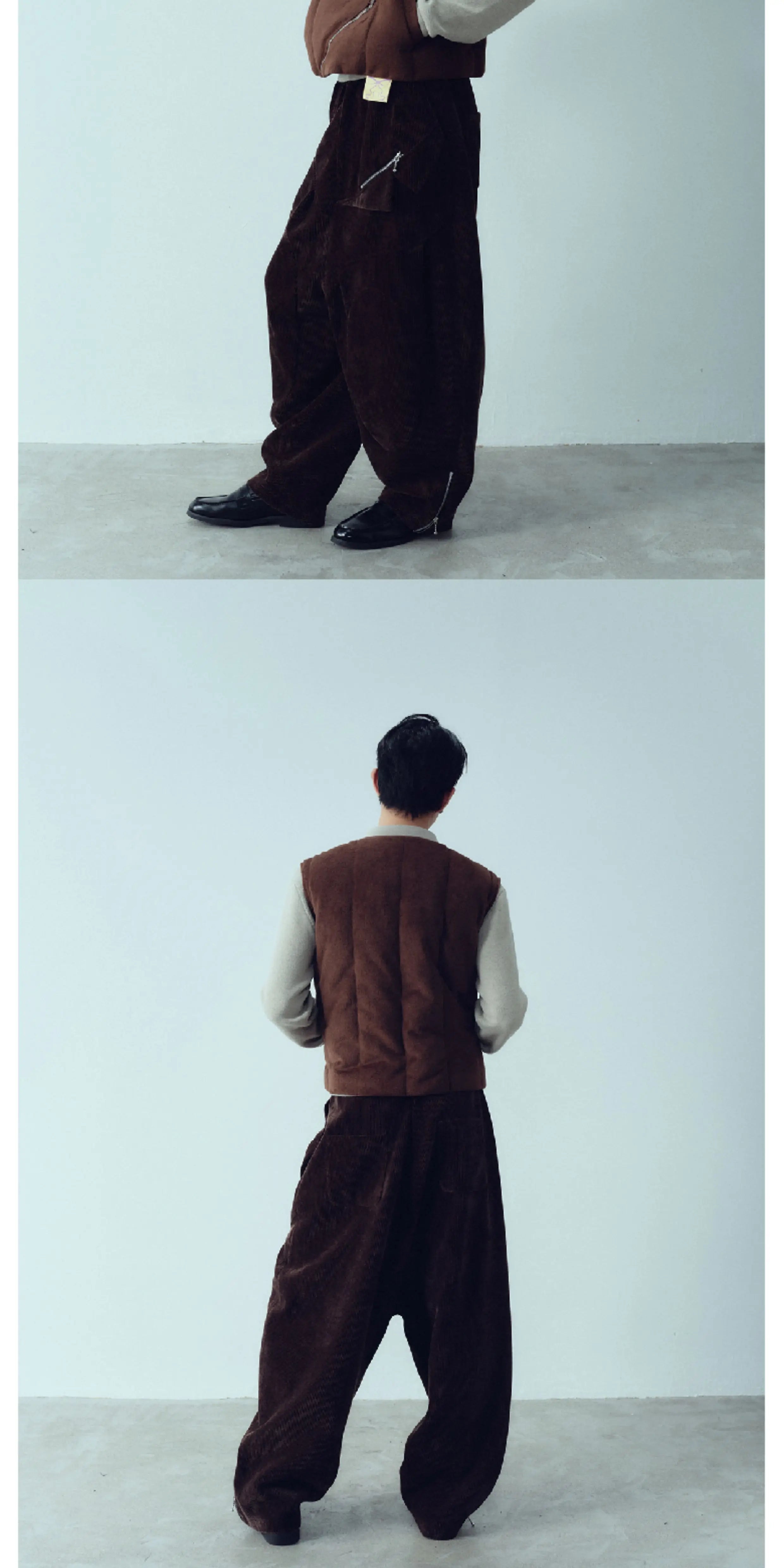 Retro Suede Bow Zipper Padded Vest