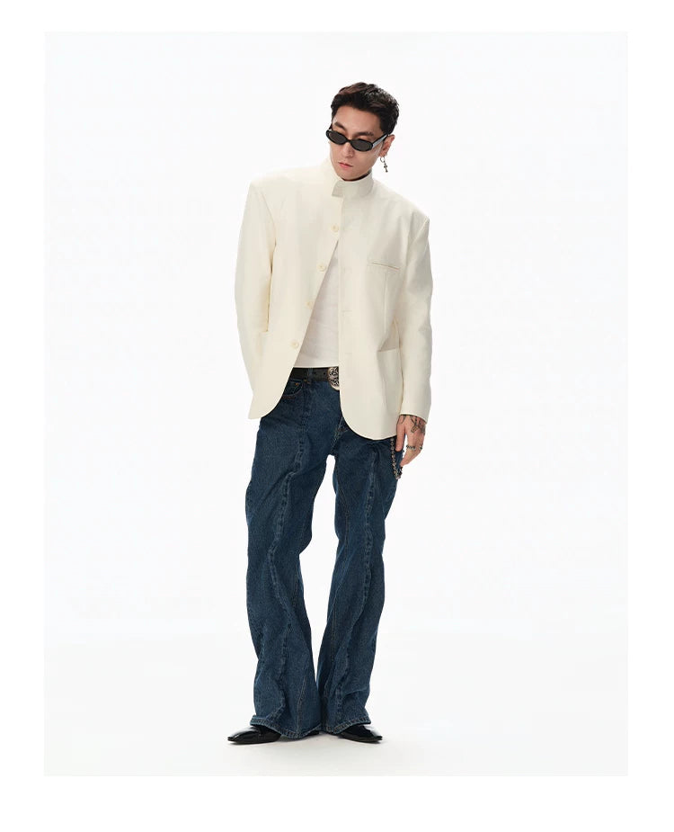 Hemp Stand-Collar Blazer