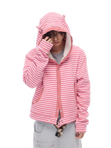 Men's Striped Fur Collar Hoodie
