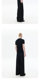 Short Sleeve Slim Ribbed Knit Tee