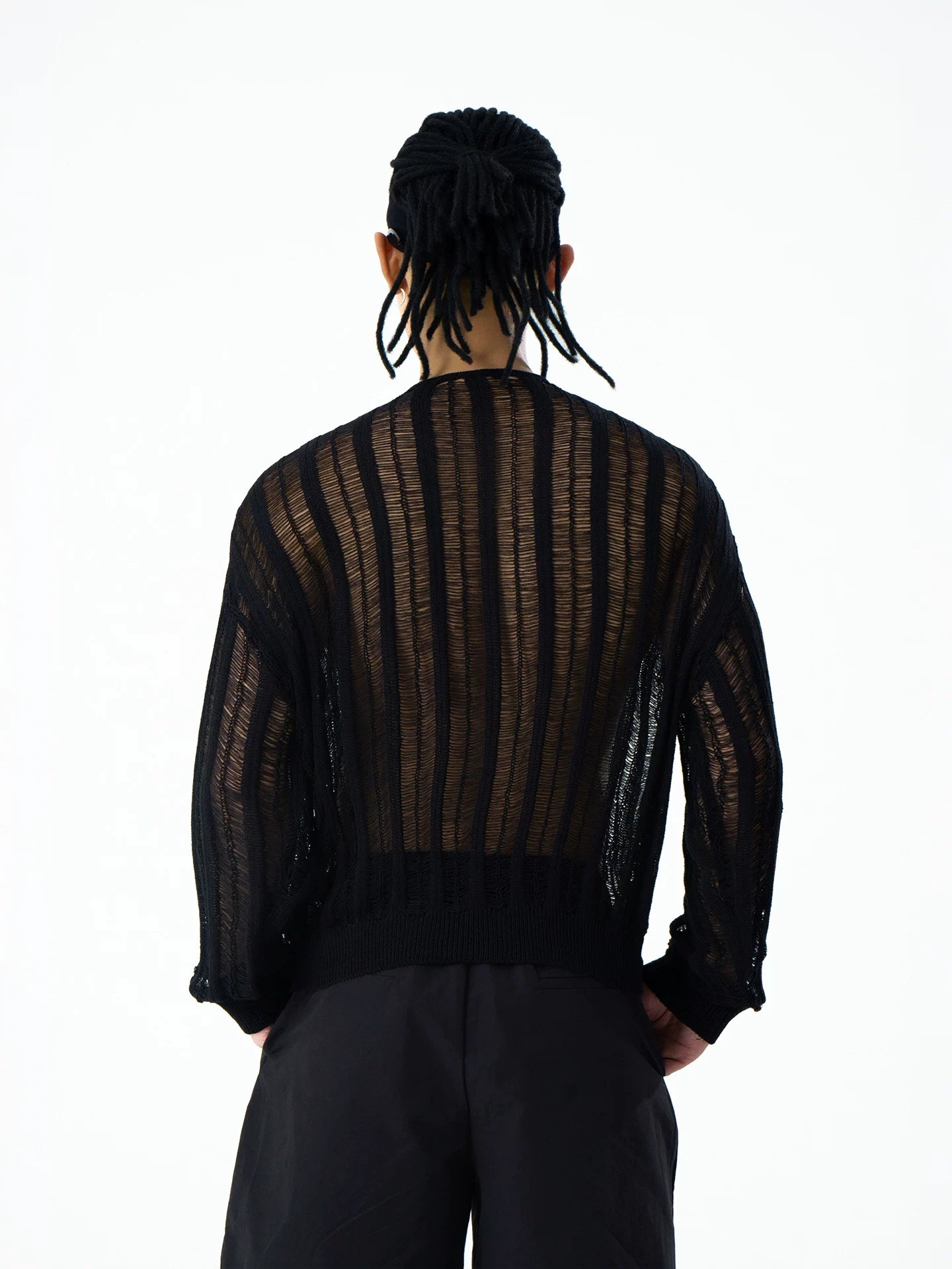 Men's Long Sleeve Striped Mesh Tee