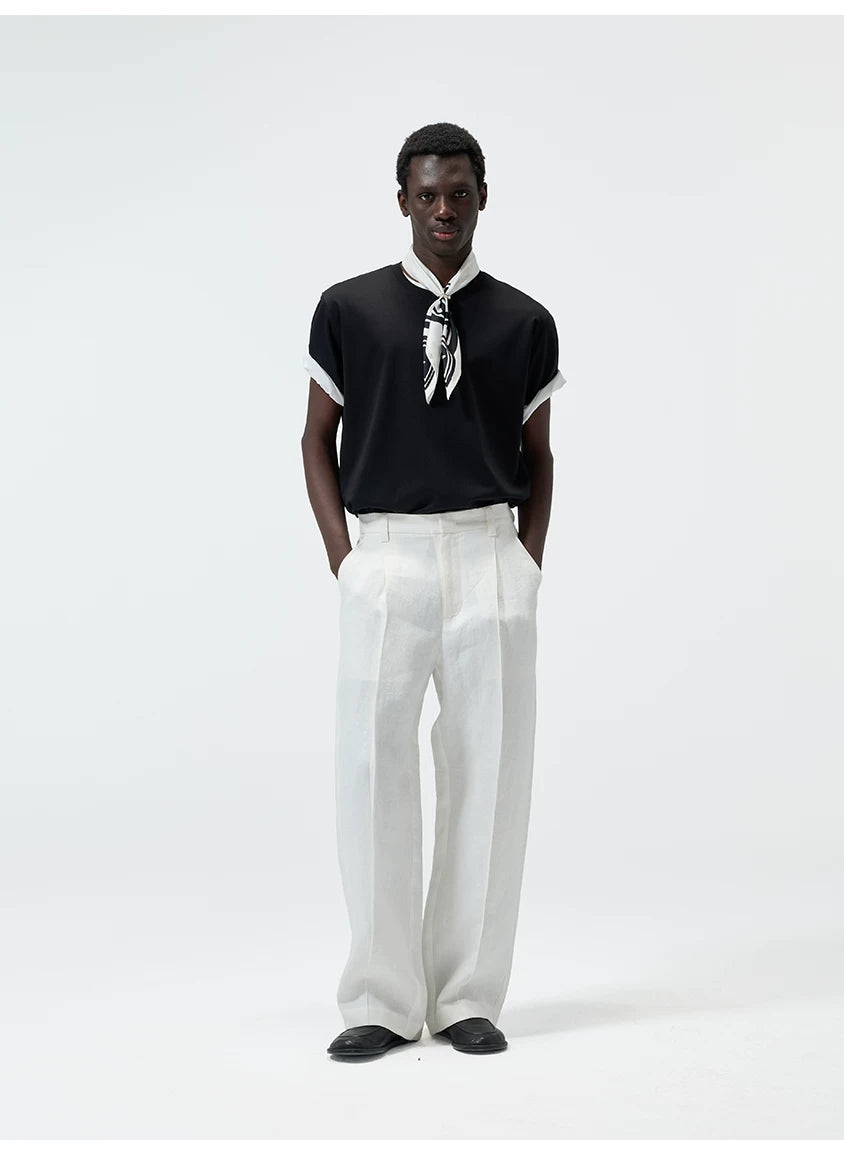 Straight Leg Hemp Linen Blend Pants