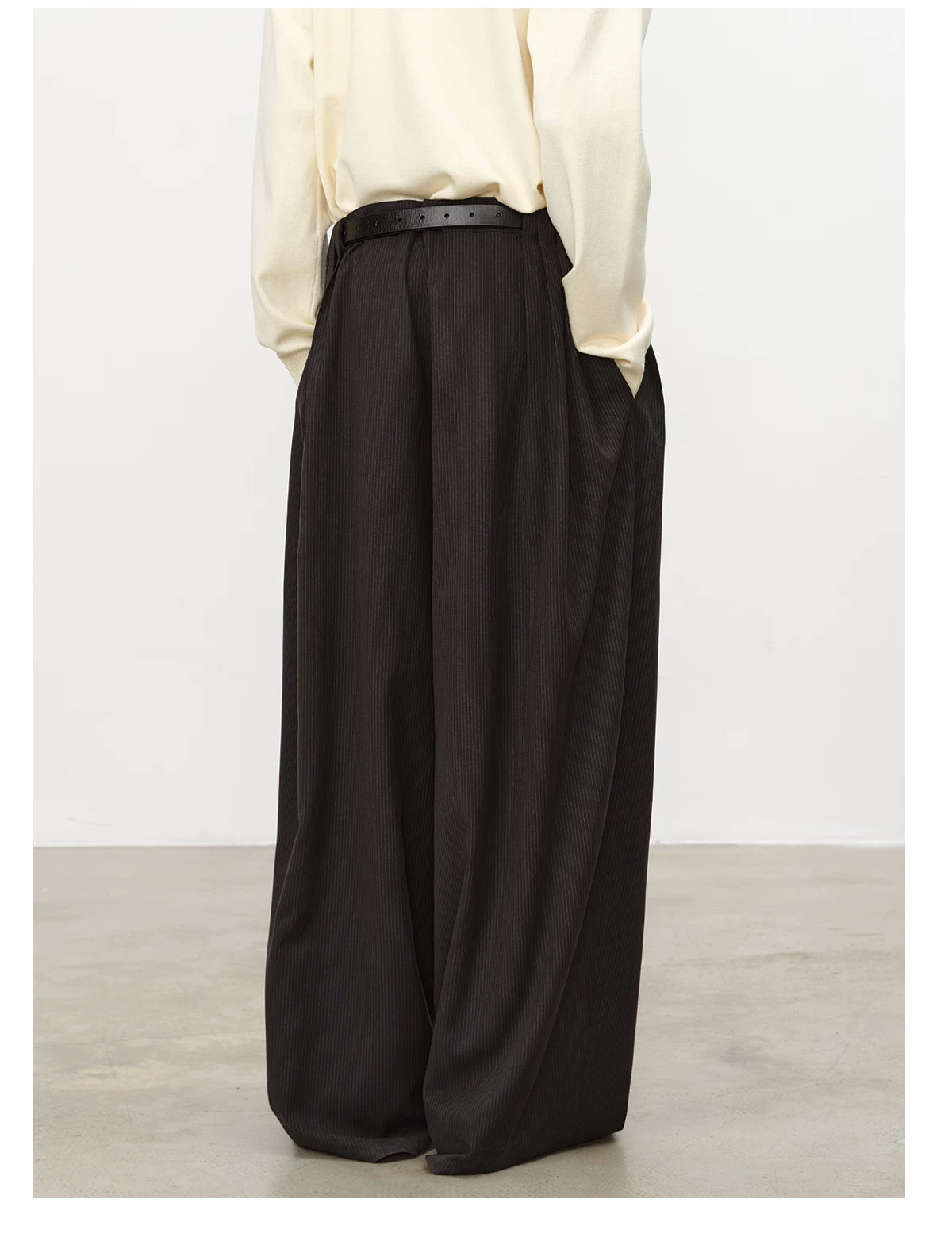 Striped Pleated Wide Leg Pants