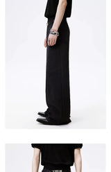 Black Straight Flared Casual Pants