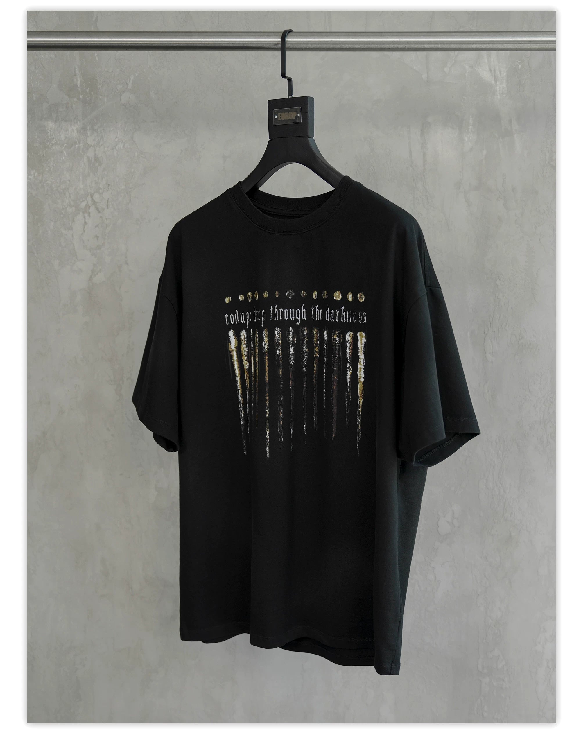 Loose Washed Black Printed Cotton Tee