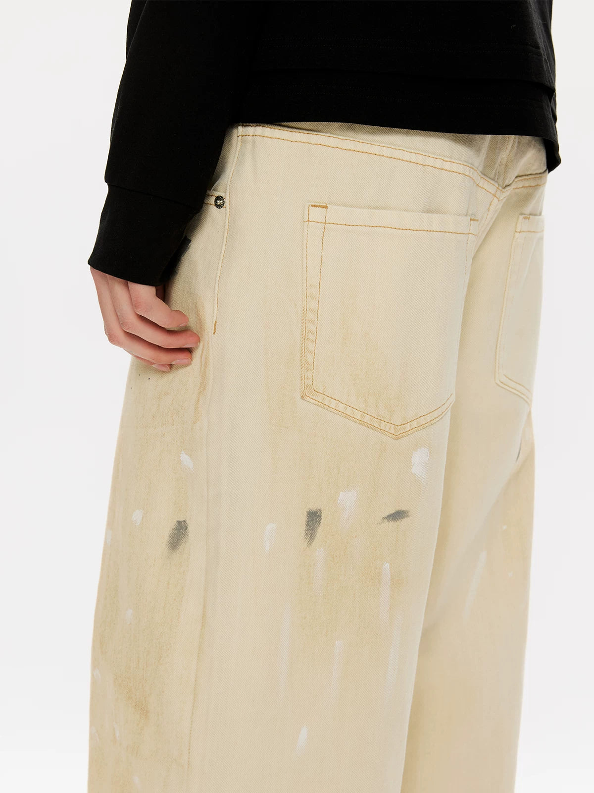Men's Distressed Splashed Ink Straight Jeans