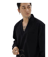 Loose V-Neck Pullover Shirt