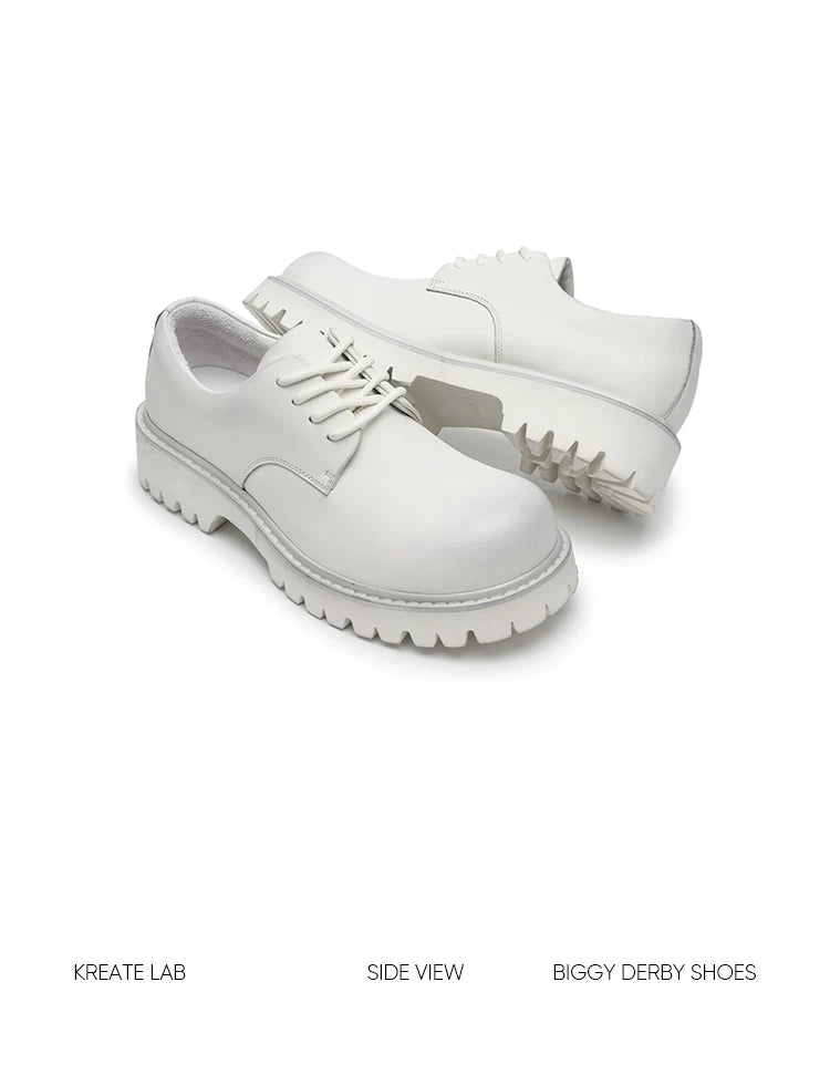 Distressed White Suede Platform Derby Shoes