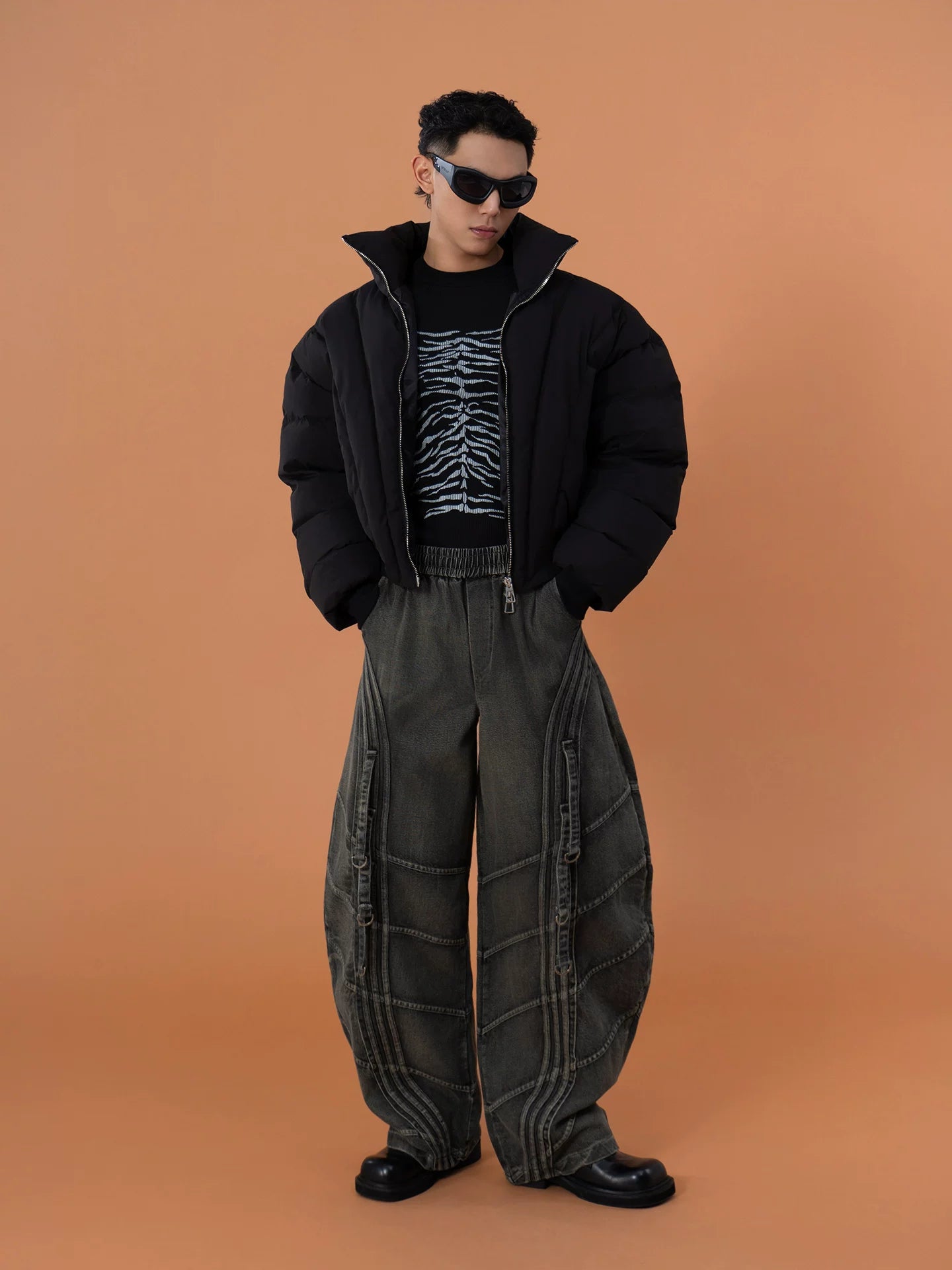 Men's Black Cropped Puffer Jacket