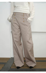 Lyocell Double-breasted Loose Straight Casual Pants