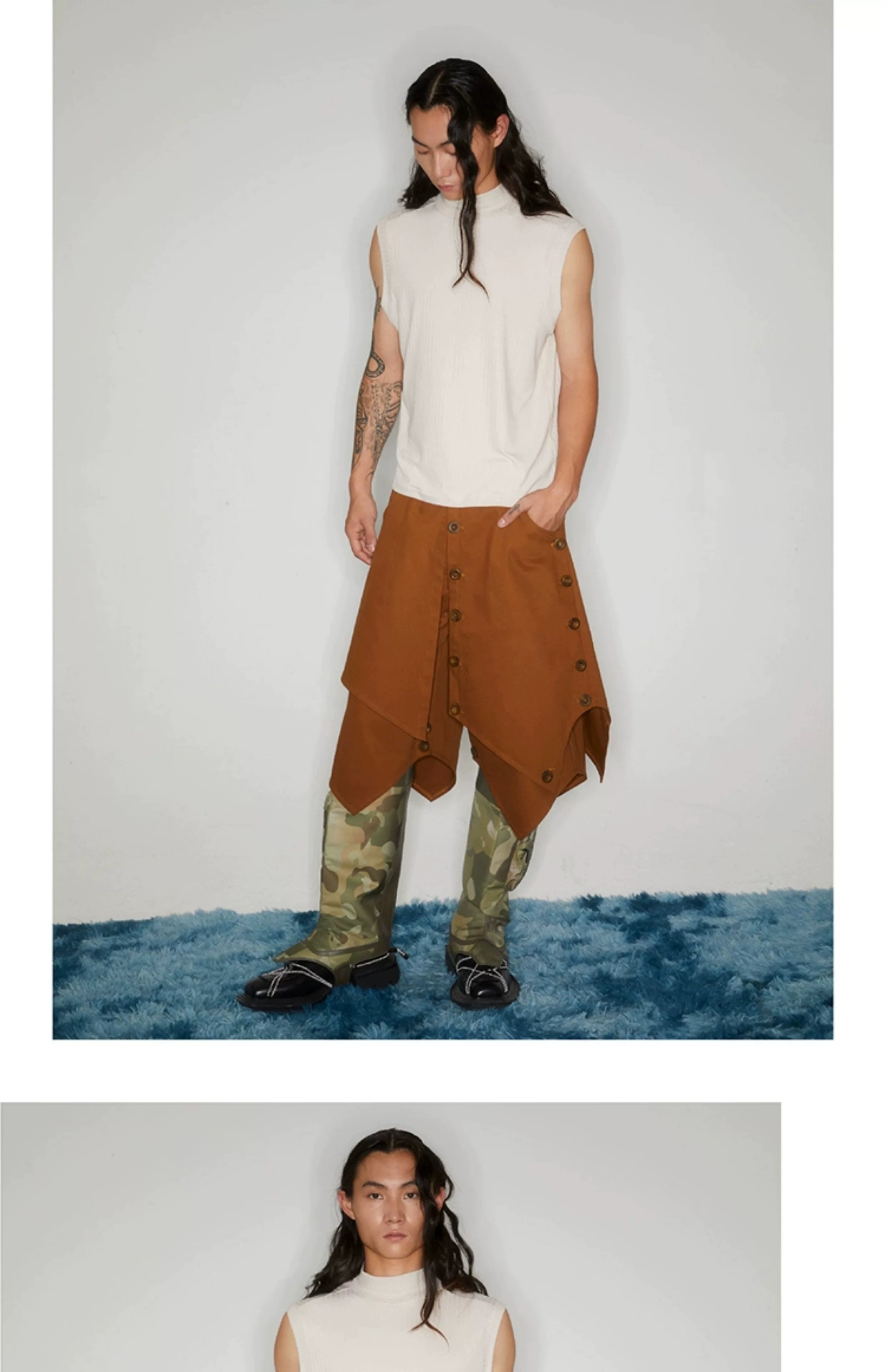 Vintage Y2K Double Layer Button Skort