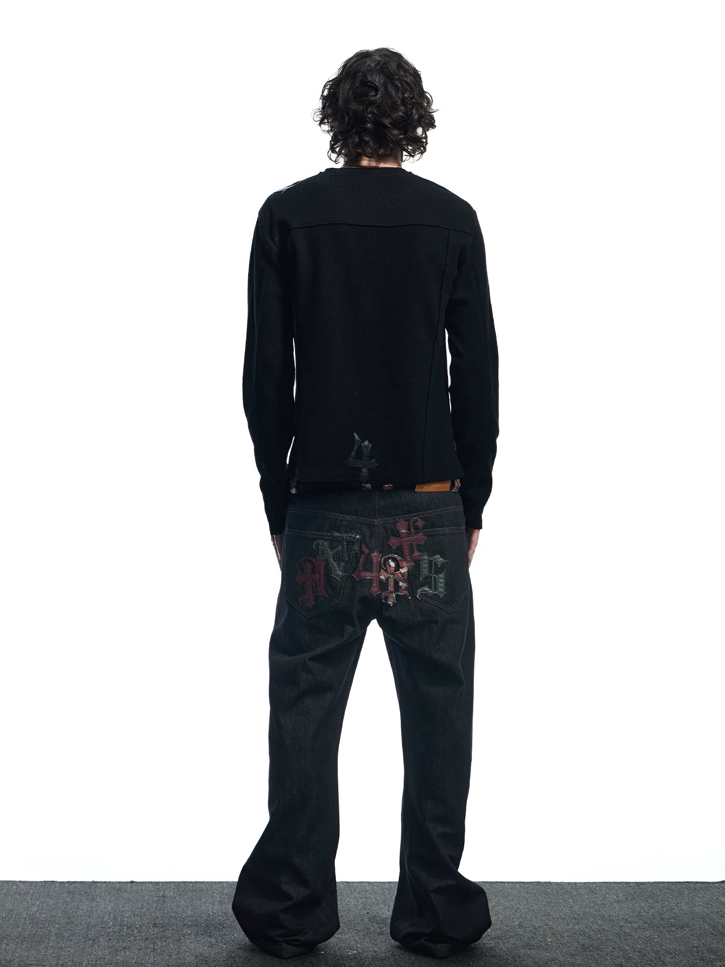Streetwear Gothic Camo Leather Straight Jeans
