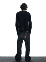 Streetwear Gothic Camo Leather Straight Jeans